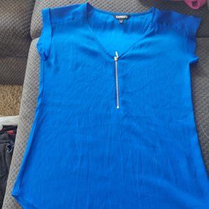 Express Blue V Neck Blouse